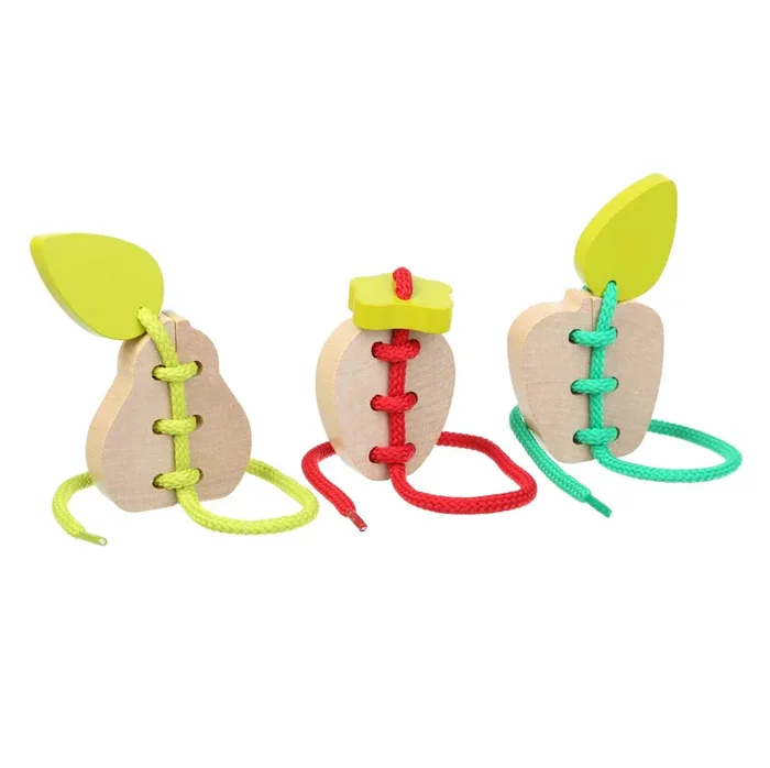 Wise Elk/Cubika Wooden Lacing Toy Set – Fruits by Wise Elk