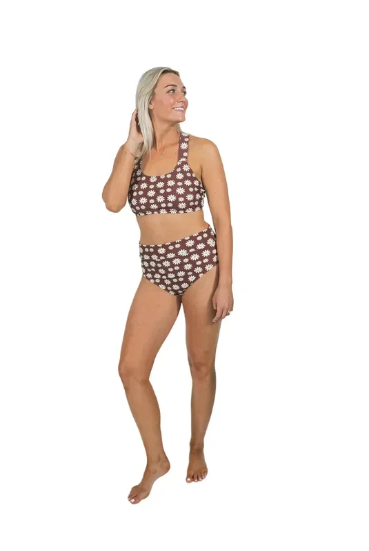 Women’s Basic Bikini | Warm Brown Floral