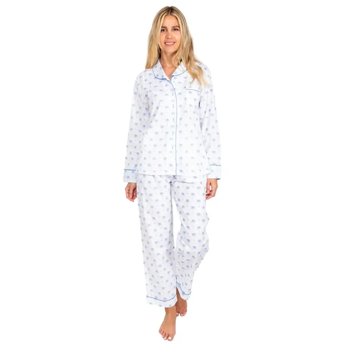 Women’s Blue Palm Tree Long Pj Set