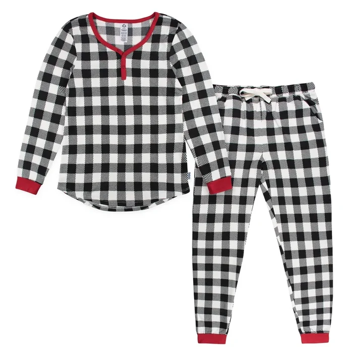 Women’s 2-Piece Hacci Buffalo Plaid Pajama Set