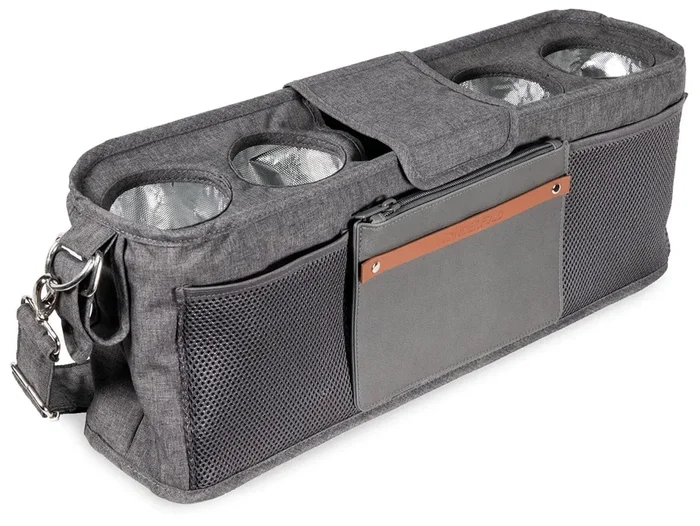 WonderFold Large Parent Console with 4 Insulated Cup Holders – Gray