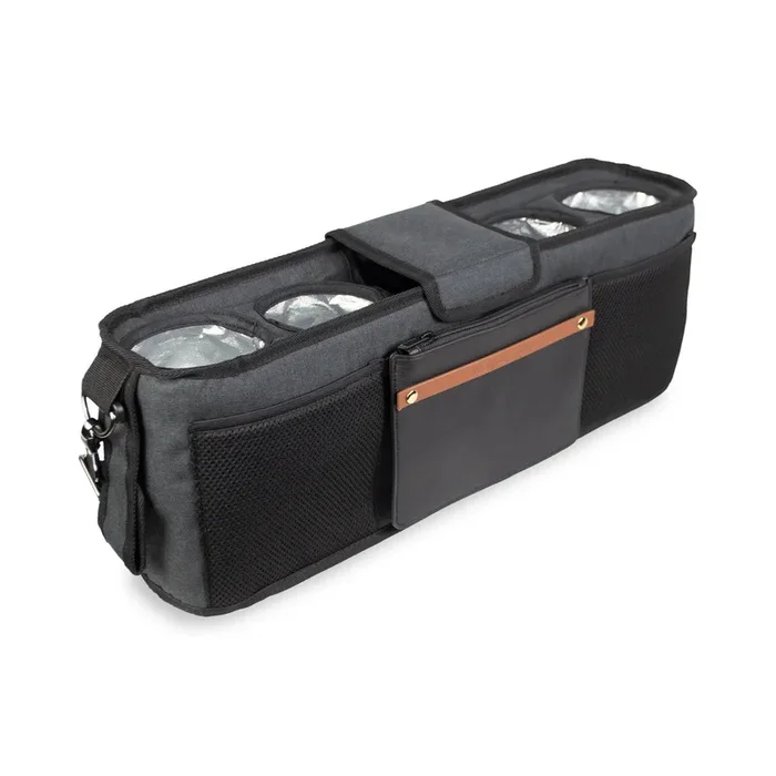 WonderFold Parent Console with 4 Insulated Cup Holders – Black
