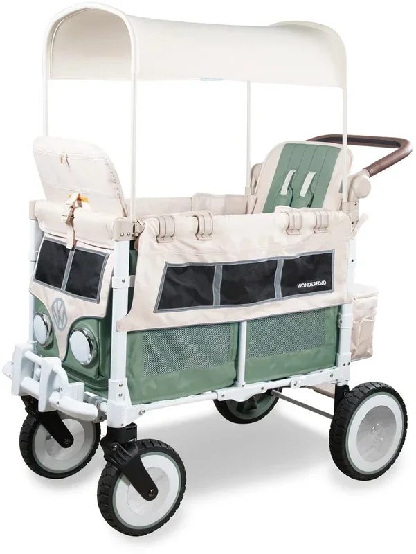 WonderFold VW2 Volkswagon Double (2 Seater) Stroller Wagon – Sage Green