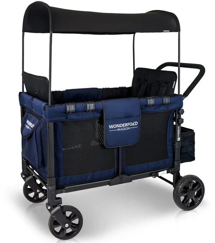 WonderFold W4 Original Quad (4 Seater) Stroller Wagon – Navy