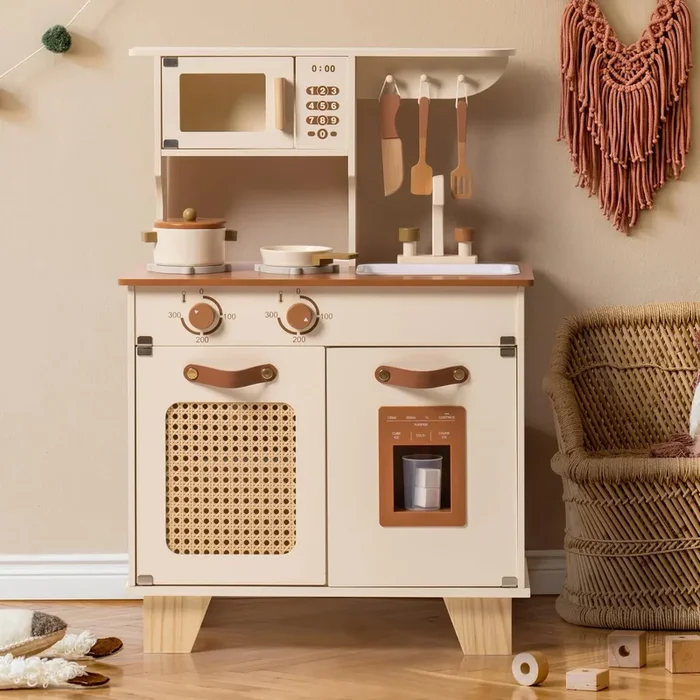 Wooden Kids Play Kitchen Set – Mocha Montessori