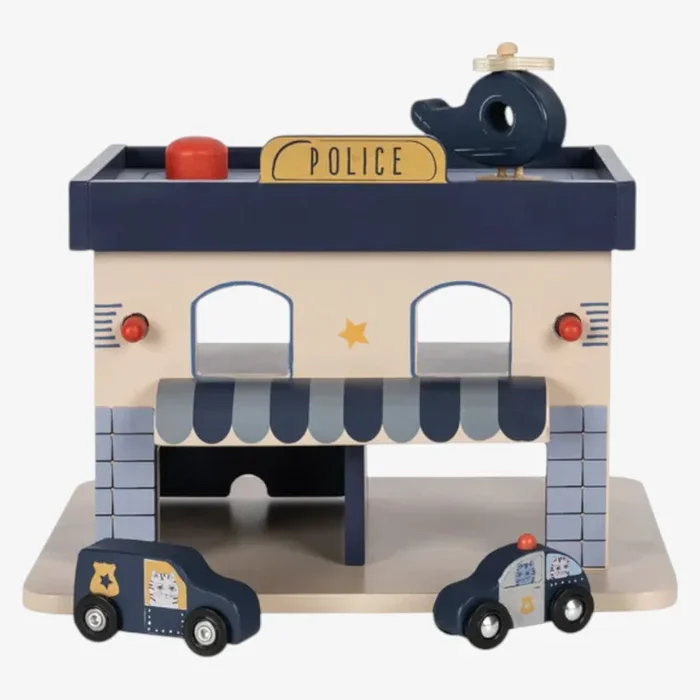 Wooden Police Station – Blue Multi