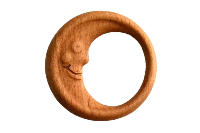 Wooden Rattle Teether — Moon Teething Ring