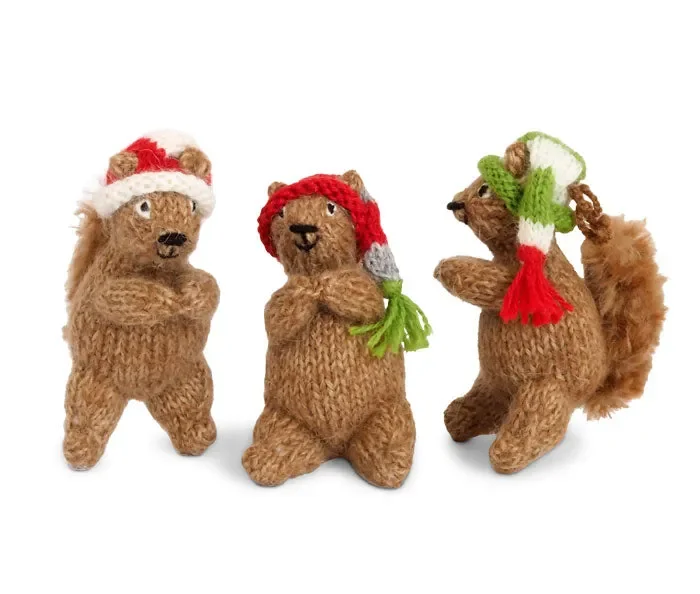 Woodland Squirrel Ornaments – Set Of 3