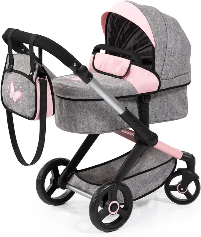 Xeo-Combi Dolls Pram – Grey and Pink