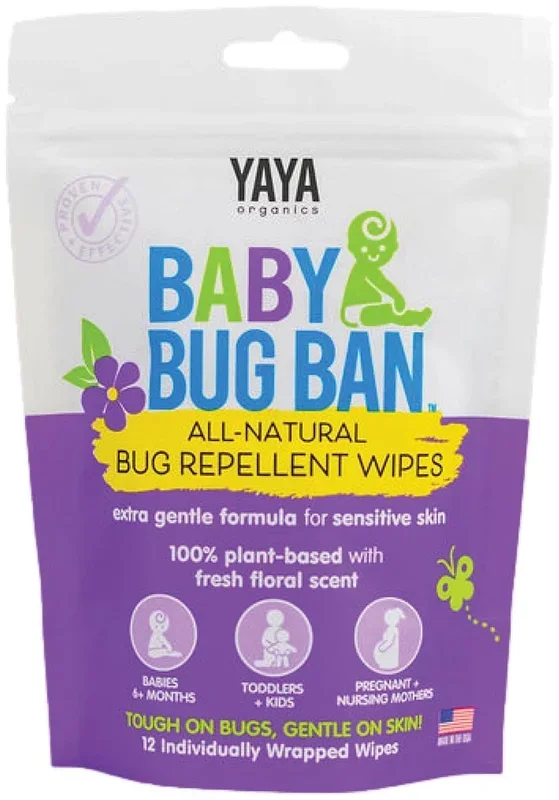 Yaya Organics Baby Bug Ban Repellent Wipes – 12 pack