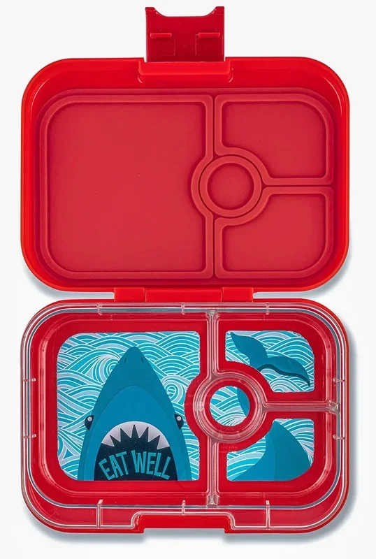 Yumbox Leakproof Bento Lunchbox, Panino – Wow Red / Shark Tray