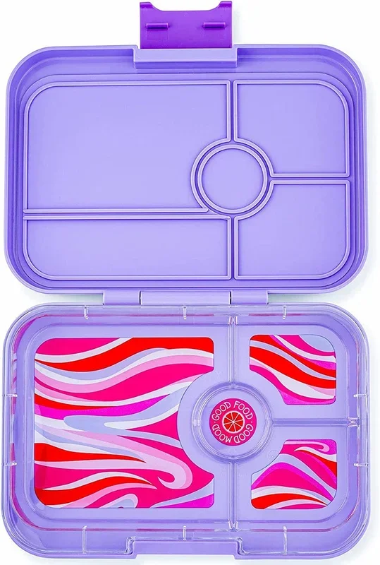 Yumbox Leakproof Bento Lunchbox, Tapas 4 Compartment – Ibiza Purple / Groovy Tray