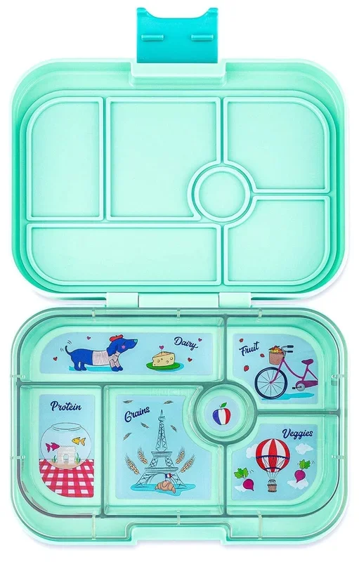 Yumbox Original Leakproof Bento Lunchbox, 6 Compartment – Serene Aqua / Paris Tray