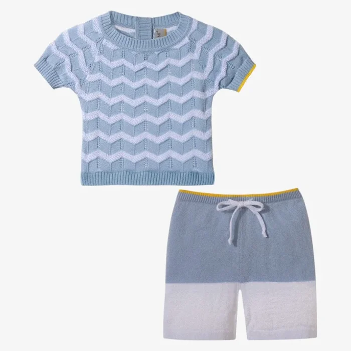 Zigzag Sweater And Shorts – Silver Blue