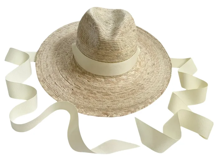 Zinnia Sun Hat – Long Ivory Grosgrain Ribbon