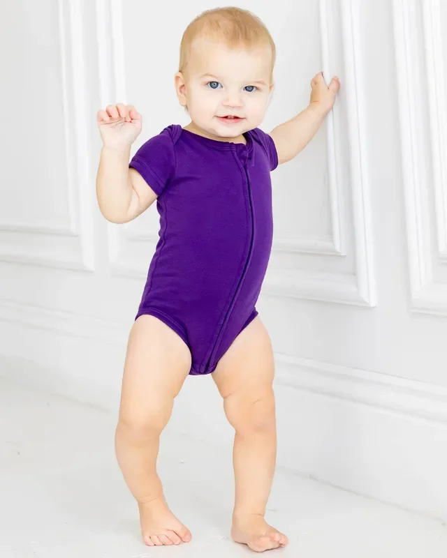 Zipper Bodysuit In Violet
