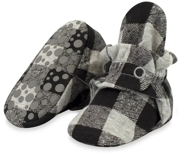 Zutano Organic Cotton Gripper Baby Bootie – Buffalo Check, 3m