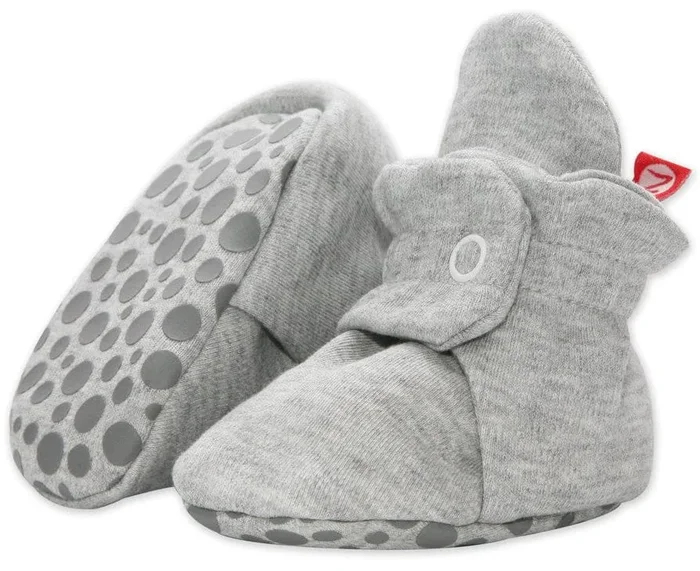 Zutano Organic Cotton Gripper Baby Bootie – Heather Gray, 12m